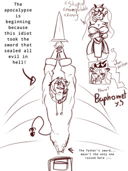anthro female female/female male male/male mature_female riozzy_witroy7 thick_thighs bovid caprine caprine_demon demom demon goat goat_demon mammal jun_(disambiguation) hi_res sketch