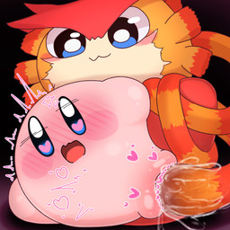 ambiguous_gender beady_eyes black_eyes blush blushing_profusely bodily_fluids cat_smile cheek_tuft duo emanata facial_tuft female female/ambiguous female_focus female_penetrated flash_emanata fur genital_fluids hearts_around_body holding_leg impact_lines looking_down looking_down_at_partner looking_pleasured lying multicolored_body multicolored_fur not_furry not_furry_focus on_side open_mouth penetration pink_body pseudo_hair raised_leg restrained round_eyes sex spread_legs spreading striped_body stripes tentacle_hair tentacle_penetration tentacle_sex tentacles tuft two_tone_body two_tone_fur vaginal_fluid_string vaginal_fluids wavy_mouth kalanchoe kirby_(series) nintendo kirby waddling_head 1:1