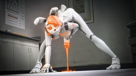 anthro belt big_breasts bodily_fluids breasts colored_cum cross cum cum_on_ground ear_piercing ejaculation genital_fluids genitals glans glowing glowing_cum glowing_eyes glowing_genitalia glowing_glans glowing_hair glowing_jewelry gynomorph hair hand_on_penis holding_penis humanoid_genitalia humanoid_penis inside intersex jewelry looking_at_viewer machine nipples nude nude_anthro nude_gynomorph nude_intersex nurse orange_cum orange_eyes orange_glans orange_hair orgasm penis piercing scut_tail short_hair short_tail simple_background smile solo tail unusual_bodily_fluids unusual_cum unusual_genital_fluids doctorpurple2000 disembowell_(modeler) red-eye_(modeler) five_nights_at_freddy's scottgames fan_character animatronic lagomorph leporid mammal rabbit robot 16:9 3d_(artwork) absurd_res digital_media_(artwork) full-length_portrait hi_res portrait source_filmmaker_(artwork) watermark widescreen