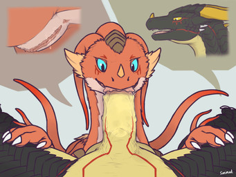 anus balls bodily_fluids claws duo fellatio female feral fur genital_fluids genitals horn male male/female nude oral penile penis sex tentacles tongue vulva sonimad_(artist) european_mythology mythology nogard_(character) sonimad_(character) dragon mythological_creature mythological_scalie scalie western_dragon wyvern 4:3 animated animated_gif hi_res short_playtime