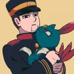 clothed clothing duo hat headgear headwear imperial_japan japanese_uniform male military_uniform officer red_eyes simple_background uniform konomoke golden_kamuy nintendo pokemon ogata_hyakunosuke generation_2_pokemon human mammal pokemon_(species) sneasel 1:1 2019