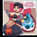 anthro areola armwear ball_bra balls big_areola big_balls big_breasts big_nipples big_penis blue_body blue_skin bodily_fluids border bottomwear breasts choker clothing cock_vore cum duo elbow_gloves endosoma face_imprint female flaccid foreskin genital_fluids genitals gloves green_eyes gynomorph hair half-closed_eyes hand_on_hip handwear hat headgear headwear huge_areola huge_balls huge_breasts huge_nipples huge_penis human_pred hyper hyper_balls hyper_genitalia hyper_penis imprint inside_balls intersex intersex/female jewelry legwear looking_at_viewer midriff narrowed_eyes navel necklace nipples nude onomatopoeia outside_border pawpads penile penis pink_hair pokemon_prey safe_vore skirt soft_vore sound_effects speech_bubble talking_to_viewer text thigh_highs vore willing_prey thisnameistaken nintendo pokemon team_rocket grunt_(pokemon) rocket_grunt eeveelution generation_1_pokemon human mammal pokemon_(species) vaporeon english_text hi_res