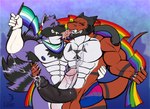 anthro bisexual_pride_colors bodily_fluids cum duo genital_fluids jira_azora lgbt_pride lizart male male/male muscular pride_color_flag pride_colors tail vincian_pride_colors mythology tetonix ailurid dragon mammal mythological_creature mythological_scalie red_panda scalie hi_res