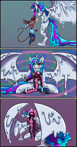 anthro assimilation breasts buckteeth corruption drone dronification duo female gender_transformation goo_transformation hypnosis latex latex_transformation liquid_latex mind_control mtf_transformation ringed_eyes tail teeth transformation trevor-fox gyu.sa-ai'le_drone mythology queen_vinyl_da.i'gyu-kazotetsu dragon goo_creature gooborg mythological_creature mythological_scalie scalie comic hi_res