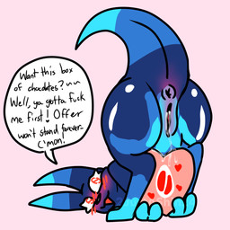 anus ass_up bent_over blush blushing_at_viewer bodily_fluids box_of_chocolates butt candy chocolate dessert female feral food genital_fluids genitals holidays raised_tail solo tail text vaginal_fluids vulva 2justashinx4 rain_world valentine's_day videocult inv_(rain_world) slugcat 1:1 english_text hi_res