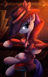 blue_eyes bow_(feature) clothed clothing female feral hat headgear headwear sitting solo atlas-66 friendship_is_magic hasbro my_little_pony rarity_(mlp) equid equine horse mammal pony hi_res