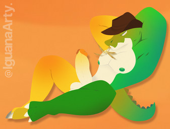 anthro balls butt candy clothing cowboy_hat dessert erection food genitals glans gummy_(food) hat headgear headwear humanoid_genitalia humanoid_penis male nipples non-mammal_balls non-mammal_nipples nude penis simple_background solo tail iguanaarty glitch_productions the_amazing_digital_circus gummigoo_(tadc) alligator alligatorid crocodilian food_creature gummy_creature living_candy lizard reptile scalie digital_media_(artwork) hi_res