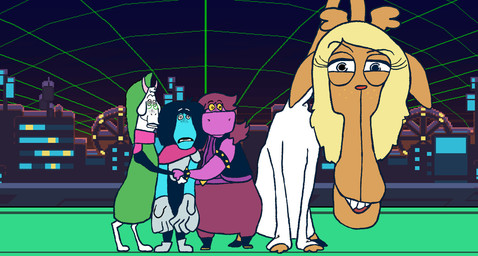 anthro antlers armband biped blonde_hair blue_body blue_skin bracelet clenched_teeth clothed clothing curimeme detailed_background digitigrade eyelashes eyewear female floppy_ears freckled_face freckles frown fur glasses green_hair group gums hair holding_each_other horn jewelry looking_at_viewer male mohawk purple_body purple_hair purple_skin robe scene_parody shocked spiked_armband spiked_bracelet spikes teeth white_body white_fur yellow_eyes goostonian deltarune dreamworks madagascar_(series) undertale_(series) kris_dreemurr noelle_holiday ralsei susie_(deltarune) bovid caprine darkner deer goat human mammal new_world_deer reindeer reptile scalie 2025 better_version_at_source digital_media_(artwork) meme