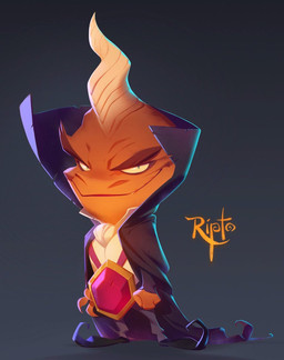 anthro black_clothing bottomwear clothing footwear gem horn looking_at_viewer male orange_body pants ruby_(gem) shoes simple_background smile solo standing nicholas_kole activision spyro_reignited_trilogy spyro_the_dragon ripto dinosaur prehistoric_species reptile scalie hi_res official_art