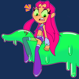 bangs between_legs blush bodily_fluids bottomless breasts clothed clothing dripping female footwear genital_fluids genitals hair long_hair nipples open_mouth red_hair shirt shoes sitting surprised tentacles topwear torn_clothing uniform vaginal_fluids vulva frozenzombie cartoon_network dc_comics teen_titans teen_titans_(television_series) teen_titans_go! starfire_(teen_titans) alien goo_creature humanoid tamaranean tentacle_creature 2013 alpha_channel digital_media_(artwork) hi_res