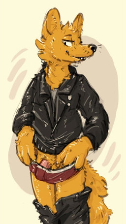 alternative_fashion anthro black_bottomwear black_clothing black_jacket black_jeans black_nose black_pants black_topwear bottomwear bottomwear_down bulge claws clothed clothing denim denim_bottomwear denim_clothing fluffy fluffy_tail fur genitals grey_clothing grey_shirt grey_topwear half_visible_penis humanoid_genitalia humanoid_penis jacket jeans leather leather_clothing leather_jacket leather_topwear looking_at_viewer male orange_body orange_fur pants pants_down partially_clothed penis pink_penis presenting pubes punk shirt simple_background smile smiling_at_viewer solo tail tan_background teeth topwear underwear underwear_down undressing whiskers white_claws yellow_body yellow_fur zterry night_in_the_woods gregg_lee canid canine fox mammal 2019