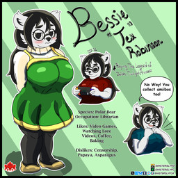 anthro big_breasts black_border black_eyes black_hair blue_clothing blue_shirt blue_topwear blush blush_lines border breasts clothing colored_nails dress electronics eyebrows eyewear fangs female fur game_console gaming glasses green_clothing green_dress hair huge_breasts leggings legwear logo long_hair looking_at_viewer nails nerd playing_video_game ponytail red_clothing red_shirt red_topwear round_glasses shirt slightly_chubby slightly_chubby_female solo speech_bubble standing switch_console teeth text thick_eyebrows tied_hair topwear white_body white_fur wide_hips sinisterslyfox nintendo nintendo_switch bear mammal polar_bear ursine 1:1 absurd_res english_description english_text hi_res