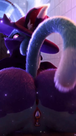 anthro anus big_butt butt buttplug clothing female fur glowing glowing_eyes hat headgear headwear heart_pupils heart_symbol inner_ear_fluff looking_back looking_back_at_self mask palmorph particles plug_(sex_toy) pupils purple_body purple_fur rear_view red_eyes rubbing sex_toy solo tail teal_body teal_fur tile tile_wall tuft vulva_rubbing wall_(structure) whiskers white_pupils witch_hat mrs_dexie furromantic_(modeler) palworld pocketpair katress_(furromantic) felid feline katress mammal pal_(species) 2025 3d_(artwork) 3d_animation 9:16 animated digital_media_(artwork) hi_res high_framerate no_sound short_playtime video
