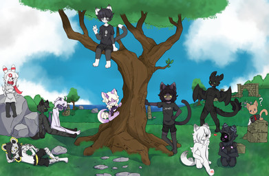 anthro group machine male tail ahiro mythology nintendo pokemon absol bat canid canine domestic_cat dragon eeveelution felid feline felis fox generation_2_pokemon generation_3_pokemon hyena leopard mammal mythological_creature mythological_scalie pantherine pokemon_(species) protogen scalie umbreon hi_res