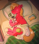 anthro baby_bottle bed clothed clothing cutie_mark diaper diaper_fetish diaper_only feces furniture hair male pacifier pillow plushie pooping scatplay sleep_pooping sleeping soiled_diaper soiling soiling_diaper solo tail topless unclean_diaper used_diaper wearing_diaper bubblepuppers friendship_is_magic hasbro my_little_pony big_macintosh_(mlp) equid equine horse mammal pony digital_media_(artwork) hi_res