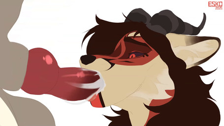 animal_genitalia animal_penis anthro anthro_on_anthro balls bodily_fluids brown_body brown_fur brown_hair canine_genitalia canine_penis cum cum_in_mouth cum_inside cum_on_penis deep_throat duo erection faceless_character faceless_male fellatio fur genital_fluids genitals hair horn inner_ear_fluff knot knotted_penis long_hair male male/male male_penetrated male_penetrating male_penetrating_male markings multicolored_body multicolored_fur neck_bulge open_mouth oral oral_penetration penetration penile penis penis_in_mouth red_body red_eyes red_fur sex simple_background tongue tongue_out tongue_out_fellatio tuft white_body white_fur eskofox esko_(eskofox) weryen_(character) canid canine fox mammal maned_wolf 16:9 2d_animation animated digital_drawing_(artwork) digital_media_(artwork) frame_by_frame hi_res no_sound short_playtime video widescreen