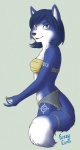 anthro blue_body blue_eyes blue_fur blue_hair dipstick_tail female fur hair markings solo tail tail_markings white_body white_fur fuzzycoma nintendo star_fox krystal_(star_fox) canid canine fox mammal hi_res