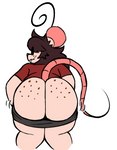 anthro big_butt bottomwear butt clothing female freckled_butt freckles pulling_pants_up shorts solo digitalpelican tina_(digitalpelican) mammal mouse murid murine rodent 2023