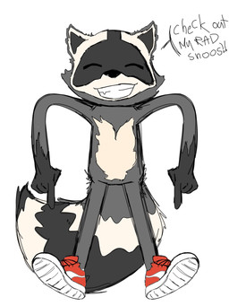 anthro black_nose clothing dialogue eyes_closed fangs footwear gesture hand_gesture male pointing pointing_down shoes simple_background sneakers solo teeth text toothy_smile white_background me0wstic big_mouth_(series) mating_season_(series) netflix ray_(mating_season) mammal procyonid raccoon 2025 3:4 english_text hi_res