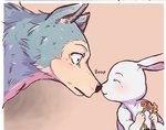 2020 beastars blush boop canid canine canis comic daww digital_media_(artwork) domestic_rabbit duo dwarf_rabbit eden_fries eyes_closed female feral feralized flower fur haru_(beastars) holding_flower holding_object lagomorph larger_male legoshi_(beastars) leporid looking_at_another male mammal nose_boop oryctolagus plant rabbit size_difference smaller_female white_body white_fur wolf