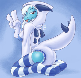 5_fingers anthro blue_body breasts clean_diaper clothed clothing diaper diaper_under_clothing diaper_under_onesie female fingers footwear gesture hair hand_gesture kneeling legwear logo looking_at_viewer one_eye_closed onesie pattern_clothing pattern_footwear pattern_legwear pattern_socks pattern_thigh_highs pattern_thigh_socks pokemon_onesie side_view simple_background socks solo striped_clothing striped_footwear striped_legwear striped_socks striped_thigh_highs striped_thigh_socks stripes tail thigh_highs thigh_socks tongue tongue_out v_sign wearing_diaper white_hair wink winking_at_viewer dljoe mythology nintendo pokemon kirby_(don_the_dragon) dragon generation_2_pokemon legendary_pokemon lugia mythological_creature mythological_scalie pokemon_(species) scalie artist_logo full-length_portrait hi_res portrait