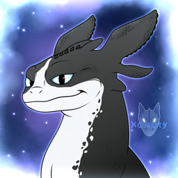 ambiguous_gender black_body black_scales blue_sclera countershading feral looking_at_viewer multicolored_body pupils scales simple_background smile smug solo sparkles two_tone_body white_body white_countershading rauta2 dreamworks dreamworks_dragons:_the_nine_realms european_mythology how_to_train_your_dragon mythology thunder_(dragons:_the_nine_realms) dragon fury_(httyd) mythological_creature mythological_scalie night_light_(species) scalie western_dragon 1:1 headshot_portrait hi_res portrait male_(lore)