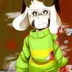 1:1 anthro arrow_(weapon) arrowed asriel_dreemurr asriel_dreemurr_(god_form) blood blood_on_arm blood_on_body blood_on_ear blood_on_face bodily_fluids boss_monster_(undertale) bovid caprine clothed clothing front_view fur fusion goat hi_res horn long_ears looking_at_viewer male mammal marshukitty_(artist) ranged_weapon solo sweater topwear torn_clothing undertale undertale_(series) weapon white_body white_fur wounded