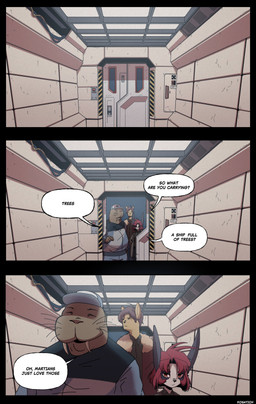 airlock anthro baseball_cap caution_stripes clothed clothing dialogue eyes_always_closed eyes_closed female fur grey_ears group hair hat headgear headwear inside jacket male overweight overweight_male police police_officer red_hair short_hair sliding_door smile spacecraft spaceship_interior speech_bubble text topwear trio tusks vehicle whiskers white_body white_fur kosatich elisa_(kosatich) lagomorph leporid mammal marine pinniped rabbit walrus 2025 absurd_res artist_name comic digital_media_(artwork) english_text hi_res