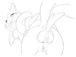 4_fingers anal anal_penetration anal_vore animal_genitalia animal_pussy anthro anus biped breasts butt canine_genitalia canine_pussy duo female female/female fingers genitals hand_on_butt huge_penetration humanoid_genitalia humanoid_pussy looking_at_viewer looking_back looking_back_at_viewer nipples penetration perineum pussy stretched_anus tail tongue tongue_out vore halbean nintendo pokemon eeveelution floatzel generation_4_pokemon generation_6_pokemon pokemon_(species) sylveon 2025 4:3 absurd_res hi_res monochrome