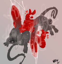 anthro big_penis bodily_fluids cum duo genital_fluids genitals huge_penis hyper hyper_genitalia hyper_penis male male/male musk penis selfcest square_crossover sweat nathyness hatred_(block_tales) hi_res