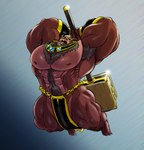 action_pose attack big_muscles big_pecs furry_chest fuzzy huge_muscles huge_pecs hyper hyper_muscles jumping male muscular muscular_male muscular_thighs nipples open_mouth pecs pose solo stretching_arms warhammer_(weapon) vdisco erogenbeast_(vdisco) demon humanoid monster hi_res