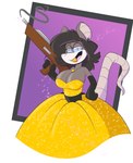 anthro clothed clothing dress female gun ranged_weapon solo weapon yellow_clothing yellow_dress tempson benny_(emmetalbenny) mammal murid murine rat rodent absurd_res hi_res