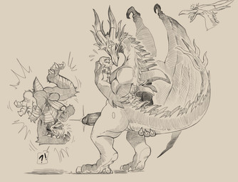 anthro anthrofied balls big_penis butt claws digitigrade duo erection genitals humanoid_genitalia humanoid_penis interrobang male male/male membrane_(anatomy) membranous_wings muscular muscular_male penis perineum tail telekinesis tongue wings daftpatriot dark_souls european_mythology fromsoftware mythology black_dragon_kalameet dragon dragonoid_(dark_souls) mythological_creature mythological_scalie scalie western_dragon winged_dragon 2018 hi_res