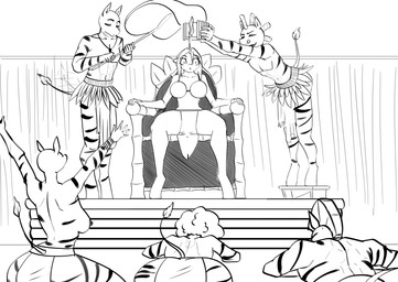 ambiguous_gender anthro big_breasts big_butt breasts butt female good_ending group male paranoid servants shocked tribal what_in_the_fuck worship ruanshi friendship_is_magic hasbro my_little_pony queen_chrysalis_(mlp) changeling_(mlp) equid equine mammal zebra absurd_res hi_res line_art monochrome