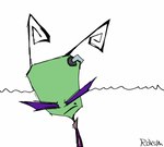 annoyed antennae_(anatomy) earless female green_body green_skin no_eyebrows on_model purple_eyes simple_background slim small_waist solo toony roksim invader_zim nickelodeon tak_(invader_zim) alien alien_humanoid humanoid irken animated digital_media_(artwork) short_playtime