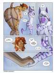 anthro breasts butt clothing dialogue duo female genitals hair hand_holding leaning leaning_forward looking_back nude panties pussy raised_tail shower tail underwear wet conditional_dnp kadath diamond_(kadath) puzzle_(kadath) equid equine giraffe giraffid mammal zebra comic hi_res