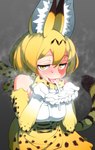 big_breasts bodily_fluids breasts clothed clothing cum cum_on_hand female genital_fluids gloves handwear not_furry solo yuuri_splatoon kemono_friends serval-chan animal_humanoid felid felid_humanoid feline feline_humanoid humanoid mammal mammal_humanoid serval_humanoid hi_res