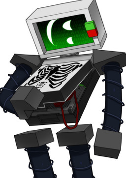 bedroom_eyes cable electronics for_a_head machine male narrowed_eyes not_furry on_model presenting screen screen_face seductive smile solo solo_focus standing television 8q_lab die_of_death roblox badware_(die_of_death) object_head robot screen_head tv_head absurd_res hi_res