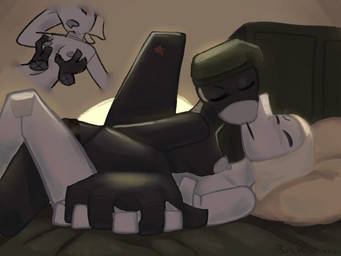 aircraft anthro bed bedroom black_body breasts dominant dominant_female duo female female/female furniture hand_holding headscarf intimate kiss_on_lips kissing machine nipples obscured_penetration painterly pillow romantic sex strapon submissive submissive_female touching_breast vehicle white_body bunchasticks bombardier learjet_35 su-47 sukhoi mayday_(bunchasticks) vlada_(bunchasticks) aeromorph living_aircraft living_machine living_vehicle 4:3 hi_res