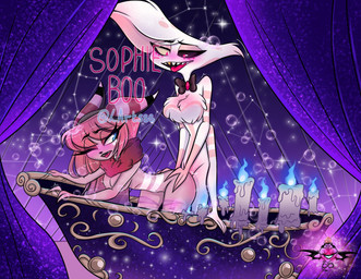 anthro anthro_on_anthro bath bathtub blue_eyes blush breasts butt candle claw_foot_bathtub claws detailed_background doggystyle duo fangs female female_penetrated femboy from_behind_position fur hair interspecies looking_pleasured male male/female male_penetrating male_penetrating_female multi_arm multi_eye multi_limb nipples one_eye_closed open_mouth open_smile penetration pink_body pink_eyes pink_fur pink_hair sex smile teeth tongue tongue_out white_body white_fur sophie_boo hazbin_hotel hellaverse angel_dust fan_character arachnid arthropod demon spider hi_res