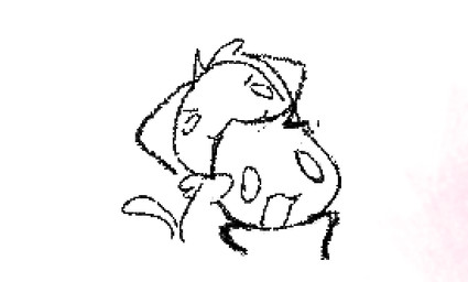 ambiguous_gender bite duo fur head_bite imminent_vore open_mouth smile tail qwishiflavor domestic_cat felid feline felis mammal unknown_species 2025 black_and_white monochrome sketch