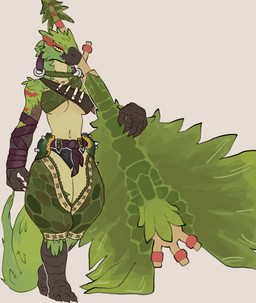 4_fingers anthro biped breasts claws clothed clothed_anthro clothed_female clothing female finger_claws fingers front_view green_body green_tail holding_object holding_weapon looking_at_viewer nargacuga_armor navel scuted_arms scuted_legs scutes simple_background solo standing tail weapon yellow_eyes yolabayola1 capcom monster_hunter flying_wyvern green_nargacuga nargacuga 2025 absurd_res digital_drawing_(artwork) digital_media_(artwork) hi_res