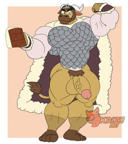 anthro armor balls brown_body genitals headgear helmet humanoid_genitalia humanoid_hands humanoid_penis male muscular muscular_anthro muscular_male penis pubes solo okrizo831 animal_crossing nintendo vic_(animal_crossing) bovid bovine cattle mammal 2021 hi_res