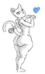 anthro bell bell_collar bell_on_tail big_butt butt collar female fluffy fluffy_tail front_view fur heart_symbol light nude nude_anthro nude_female paw_pose pose simple_background solo tail three-quarter_view white_body white_fur perfecthorizon domestic_cat felid feline felis mammal digital_drawing_(artwork) digital_media_(artwork) full-length_portrait greyscale lighting monochrome portrait shaded sketch