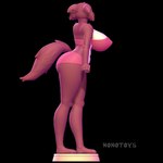 3d_modeling 3d_print 5_fingers anthro big_breasts big_butt blue_eyes breasts brown_body butt clothing ears_down female fingers fist fur lowered_tail male nipples panties pivoted_ears pose simple_background solo stage standing tall underwear nonotoys beastars juno_(beastars) canid canine canis mammal wolf 1:1 2024 3d_(artwork) digital_media_(artwork) hi_res pinup