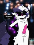 anthro big_penis blush collar erection eyewear fluffy fluffy_tail genitals glasses knot lights male penis solo star tail originfurtkm stormdax arctic_fox canid canine fox mammal true_fox 3:4 hi_res