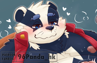 anthro barely_visible_genitalia barely_visible_penis belly black_body black_fur black_nose blue_eyes blush fur genitals heart_symbol male moobs nipples overweight overweight_male penis solo white_body white_fur 96panda bradley_the_badger_(game) bradley_(bradley_the_badger) badger mammal mustelid musteline 2025