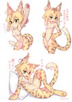absurd_res animate_inanimate anthro blush breasts cygames featureless_breasts featureless_crotch felid feline female fur hi_res inner_ear_fluff japanese_text kemono leg_grab living_plushie mammal mia_(world_flipper) multicolored_body multicolored_fur nude null pantherine pawpads pillow plushie raised_leg seductive solo striped_body striped_fur stripes tag_(disambiguation) text tiger translated tuft two_tone_body two_tone_fur world_flipper yawaraky yellow_body yellow_fur