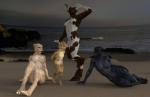 anthro female group young young_anthro sumeriandragon bovid bovine cattle felid lion mammal pantherine 3d_(artwork) daz_studio_(artwork) digital_media_(artwork)