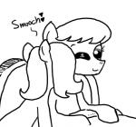 duo earth_pony emerald_jewel_(colt_quest) equid equine fan_character female feral ficficponyfic hasbro hope_blossoms_(colt_quest) horse kissing mammal monochrome my_little_pony pony simple_background white_background young young_feral